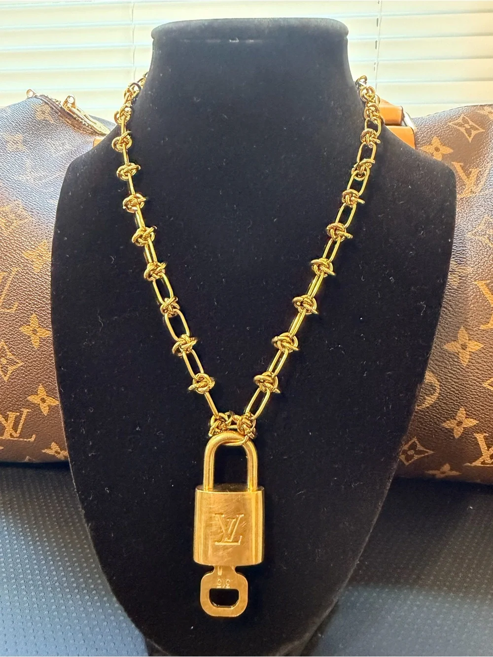 #315 Lock and Key Louis Vuitton Gold-Tone  Pendant Necklace